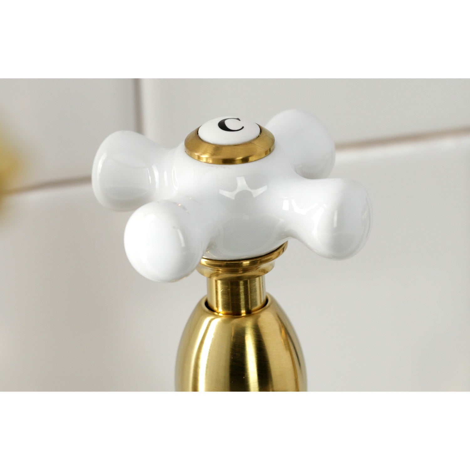 Kingston Heirloom KS1277PXBS - Heritage Two-Handle 4-Hole Deck Mount Bridge Kitchen Faucet with Brass Sprayer, Brushed Brass — thumbnail 2